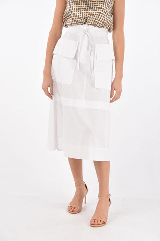 SEE BY Gonna Midi in Cotone con Tasche a Toppa