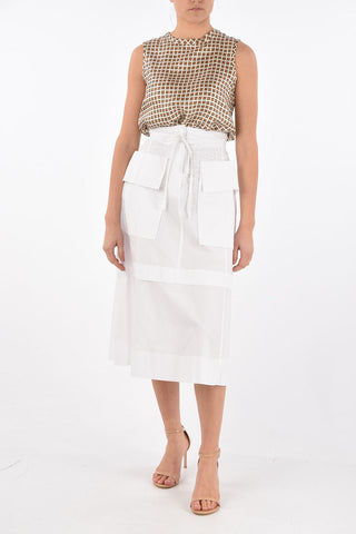 SEE BY Gonna Midi in Cotone con Tasche a Toppa