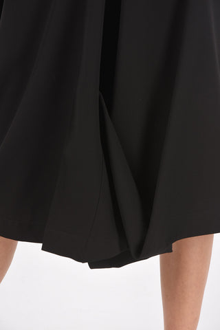 Pleated Flared Midi Skirt with Cut-out Detail