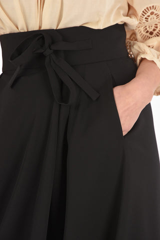 Pleated Flared Midi Skirt with Cut-out Detail