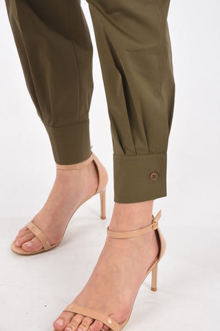 Candy Shaped EBURNEA Stretch Cotton Pants with Belt