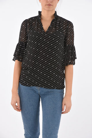 Butterfly Sleeved Monogram Fabric Top