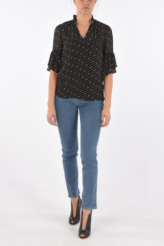 Butterfly Sleeved Monogram Fabric Top