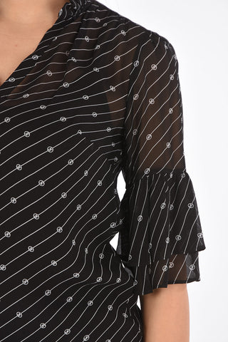 Butterfly Sleeved Monogram Fabric Top