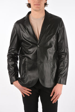 Single-breasted Leather Blazer