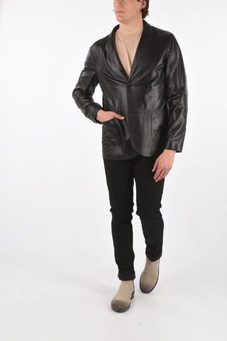 Single-breasted Leather Blazer