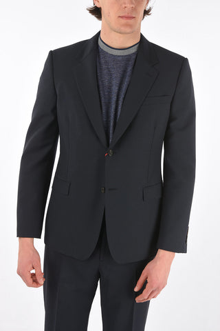 Single-breasted Flap Pocket Wool Blend Blazer