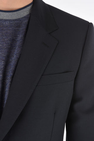 Single-breasted Flap Pocket Wool Blend Blazer