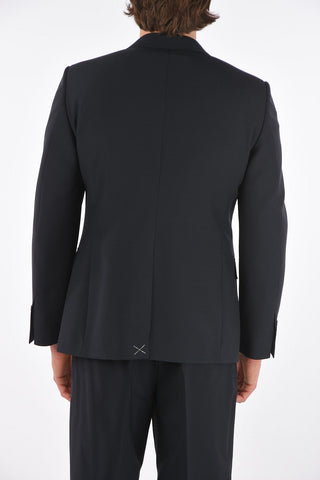 Single-breasted Flap Pocket Wool Blend Blazer