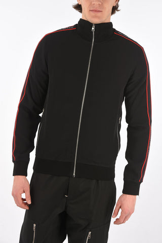 Mock Neck Zipped Sweatshirt with Logo Bands