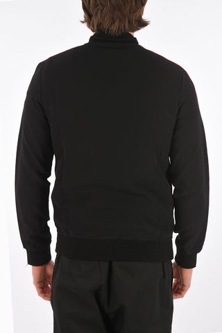 Mock Neck Zipped Sweatshirt with Logo Bands