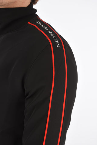 Mock Neck Zipped Sweatshirt with Logo Bands