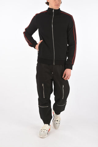 Mock Neck Zipped Sweatshirt with Logo Bands