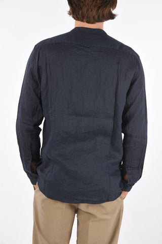camicia in lino collo coreana