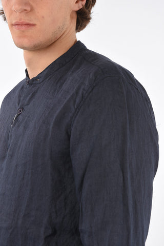 camicia in lino collo coreana