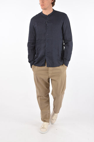 camicia in lino collo coreana
