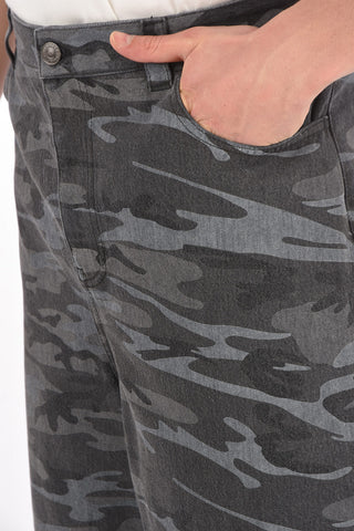5 Pocket Camouflage Printed Denim Shorts