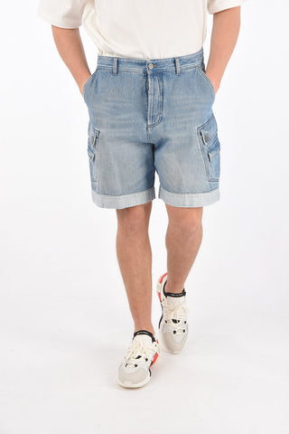 Light Wash Denim Cargo Shorts