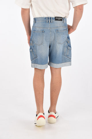 Light Wash Denim Cargo Shorts