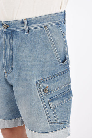 Light Wash Denim Cargo Shorts