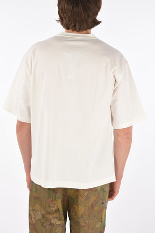 T-Shirt Girocollo in Cotone con Logo in Rilievo