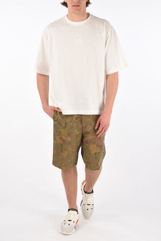 T-Shirt Girocollo in Cotone con Logo in Rilievo