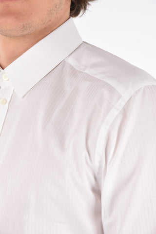 GOLD Camicia Gessata in Cotone Jacquard Logato