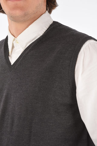 V Neck Extrafine Virgin Wool Vest