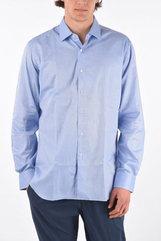 Camicia pin check con collo francese