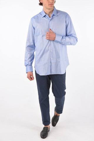 Camicia pin check con collo francese