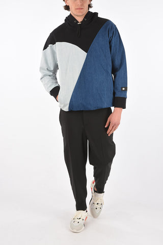 Jersey and Denim Hoodie