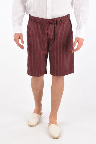 Linen blend Bermuda Shorts with Pinstripes Pattern