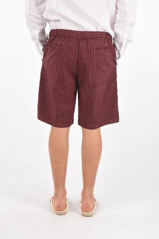 Linen blend Bermuda Shorts with Pinstripes Pattern