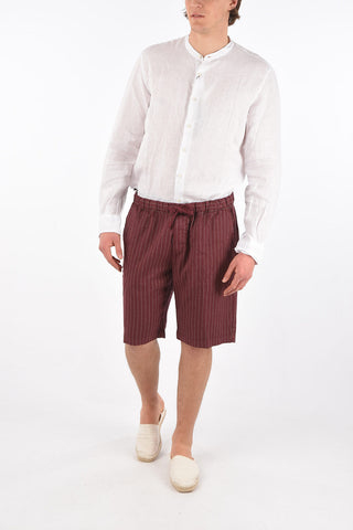 Linen blend Bermuda Shorts with Pinstripes Pattern