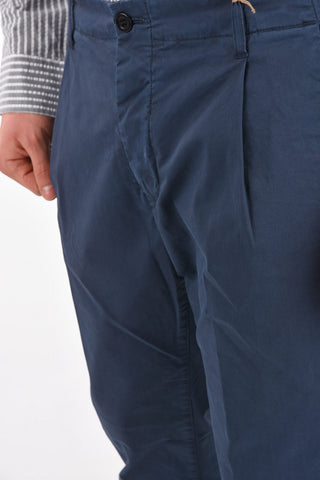 stretch cotton single pleat pants