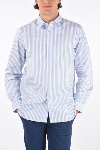 Standard Collar Pencil Patterned Cotton Shirt