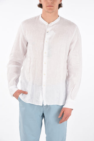 Linen Shirt with Mandarin Collar