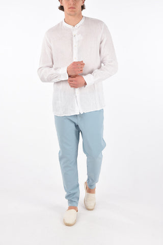 Linen Shirt with Mandarin Collar