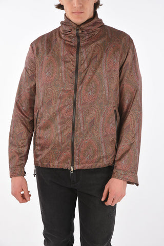 Giacca a Vento con Motivo Paisley e Cappuccio