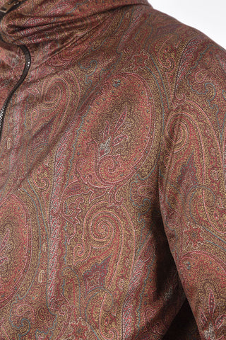 Giacca a Vento con Motivo Paisley e Cappuccio