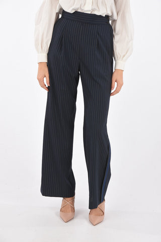SUE High-rise Wide Leg Pinstriped Trousers 