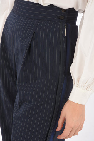 SUE High-rise Wide Leg Pinstriped Trousers 