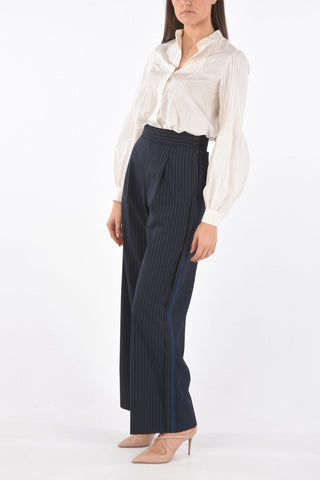 SUE High-rise Wide Leg Pinstriped Trousers 