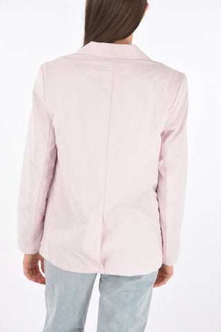 One button athleisure blazer with flap pocket