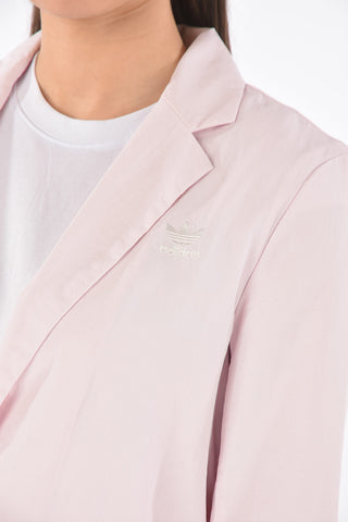 One button athleisure blazer with flap pocket