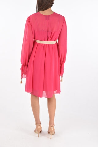 V Neck Silk DEMIEN Midi Dress