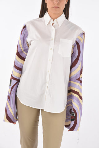 Shirt with printed silk sleeves