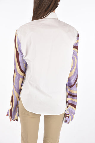 Shirt with printed silk sleeves