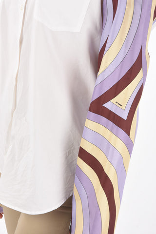 Shirt with printed silk sleeves