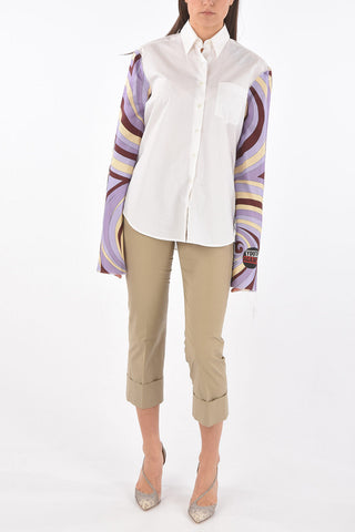 Shirt with printed silk sleeves